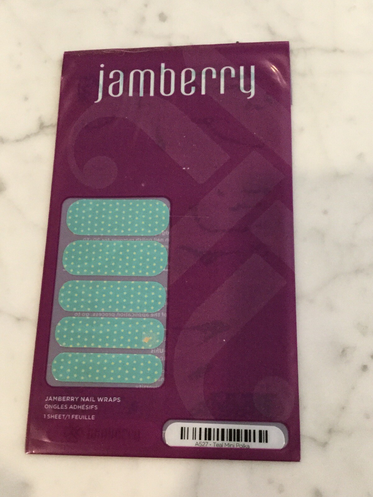 JAMBERRY Nail Wraps. Teal Mini Polka. #A527. FULL SHEET. RETIRED. NEW.
