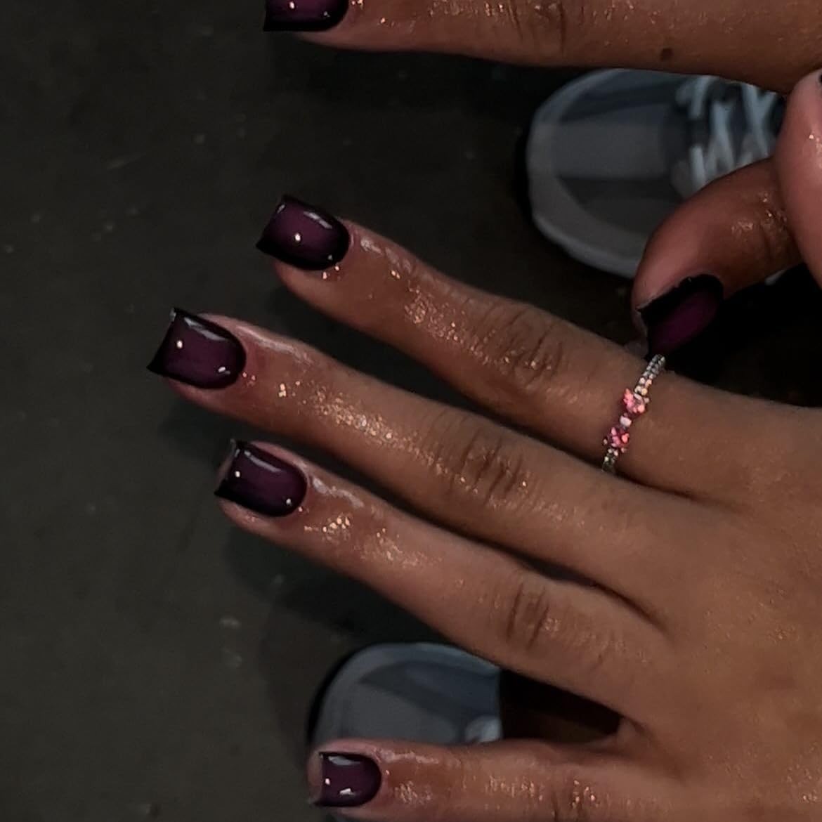 SXVME Press On Nails Short Square Purple
