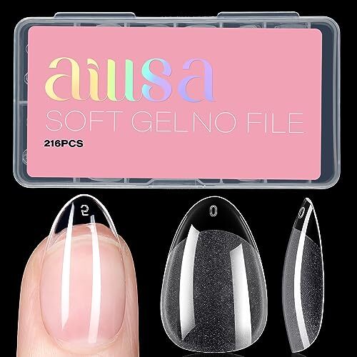 Nail Tips Soft Gel Pre-Shaped Acrylic Nail Tips Half Matte Full Short Almond