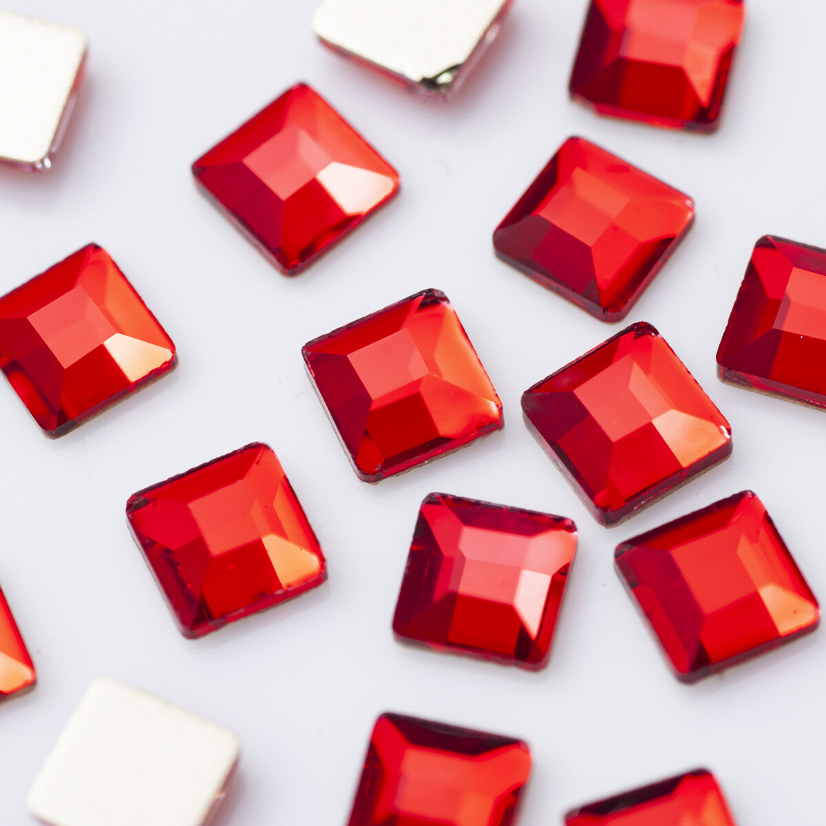 Flat Top Square Mix Colors Non Hotfix Flat Back Nail art Glass Beads Shiny Gem