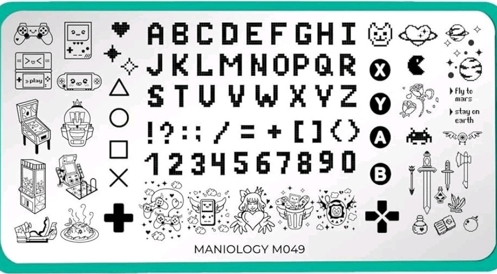 🎮🕹Maniology M049 HIGH SCORE VIDEO GAME Chic Geek Nail Stamping Plate HTF Rare