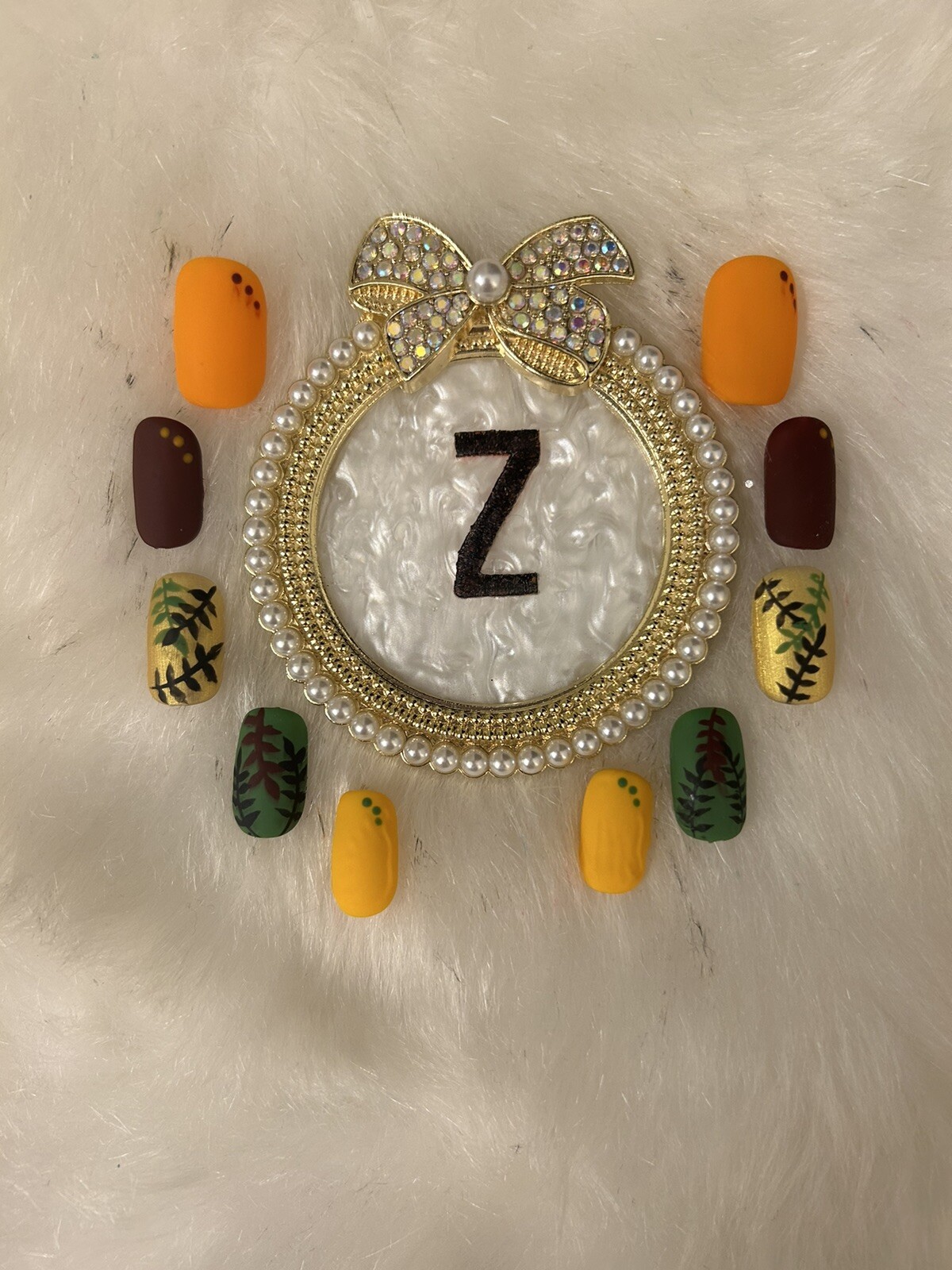 Z NAILZ! Gorgeous Set Of Handmade Fall short Squoval Press On Nails