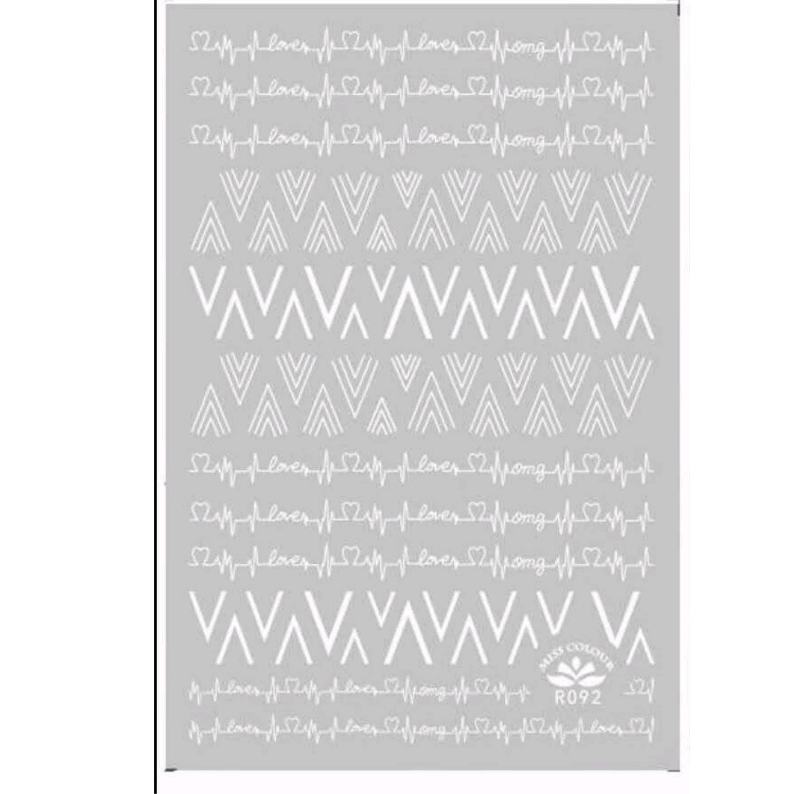 3D Nail Art Stickers Geometric & Script Design Decals (Gold, Black, White)