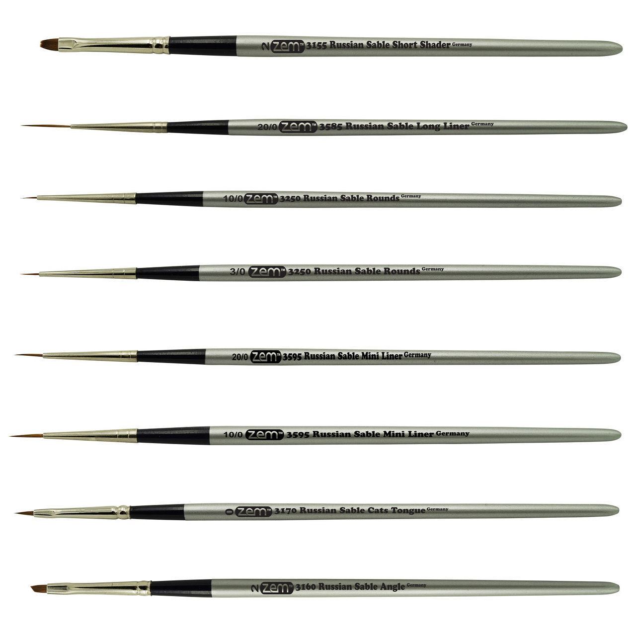 AS-61 Russian Pure Sable Miniature Detail Brush Set 8 pcs