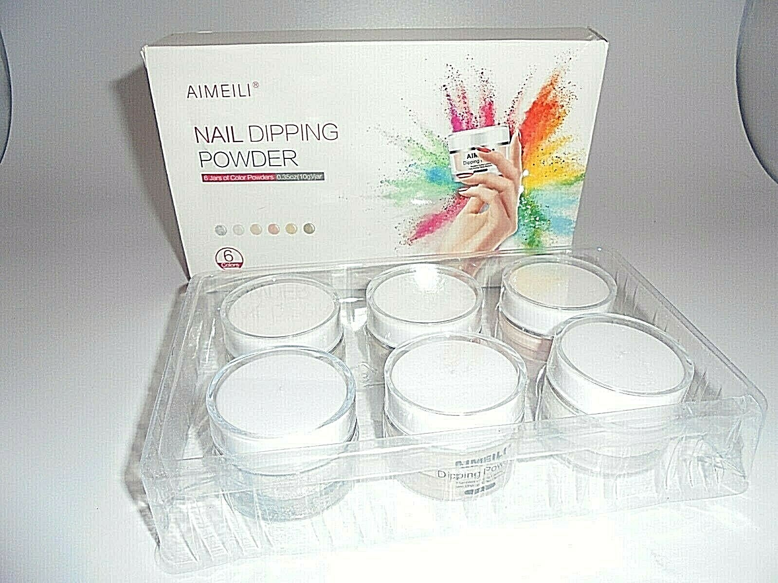 AIMEILI Nail Dipping Powder Nail Art Powder 6 Colors for Dipping Nail