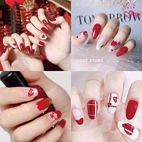 12 Sheets Valentine’s Day Nail Wraps Full Stickers 12 Sheets ，valentine’s Day
