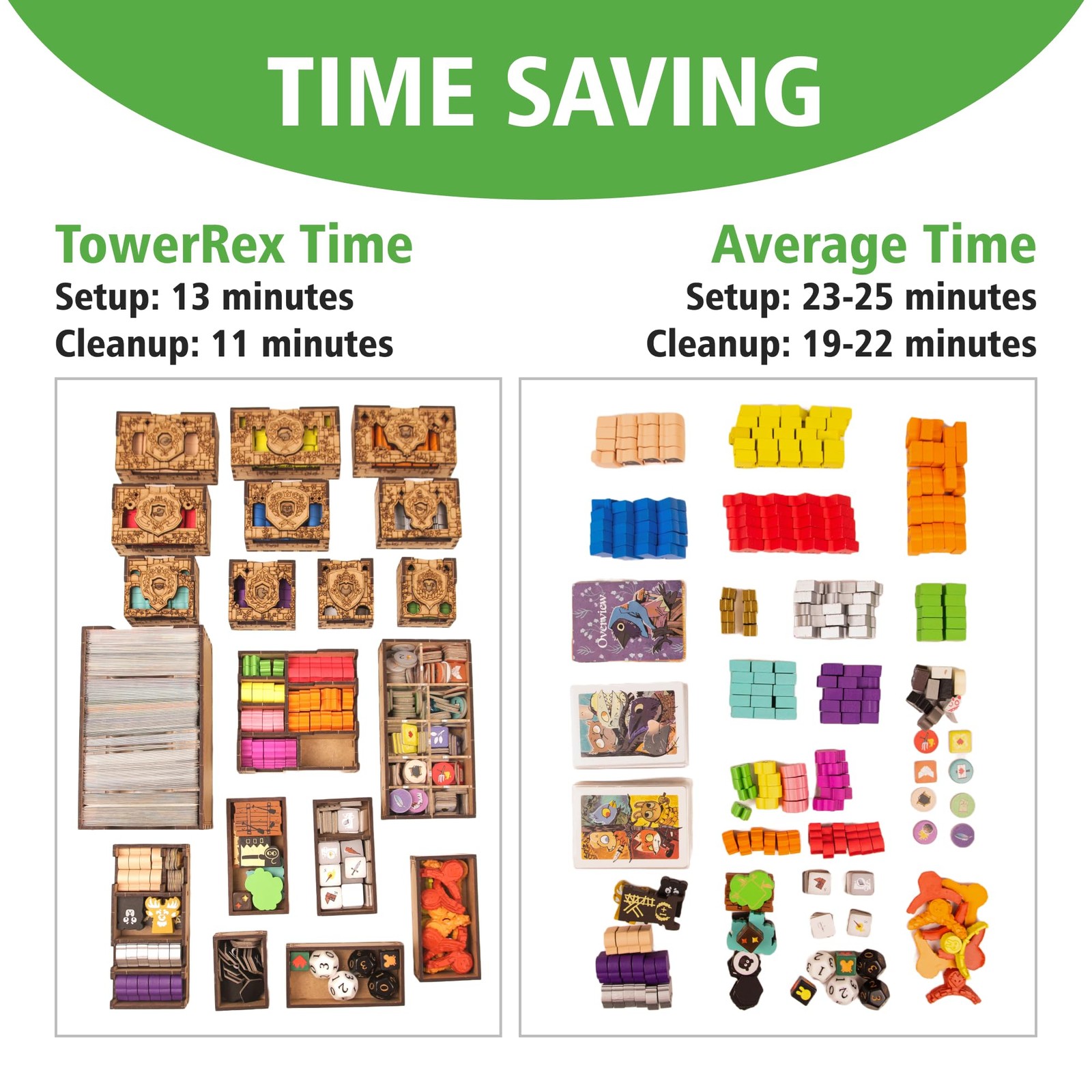 TowerRex Organizer for Root Board Game and Standard, Light Brown, Woodgrain