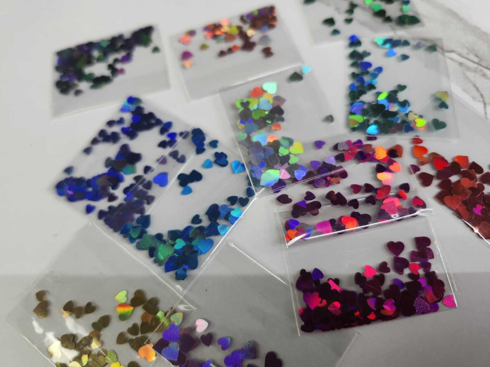 Holograpgic Hearths Solvent Resistance Glitter Nail Art, 12 Minibags For $5