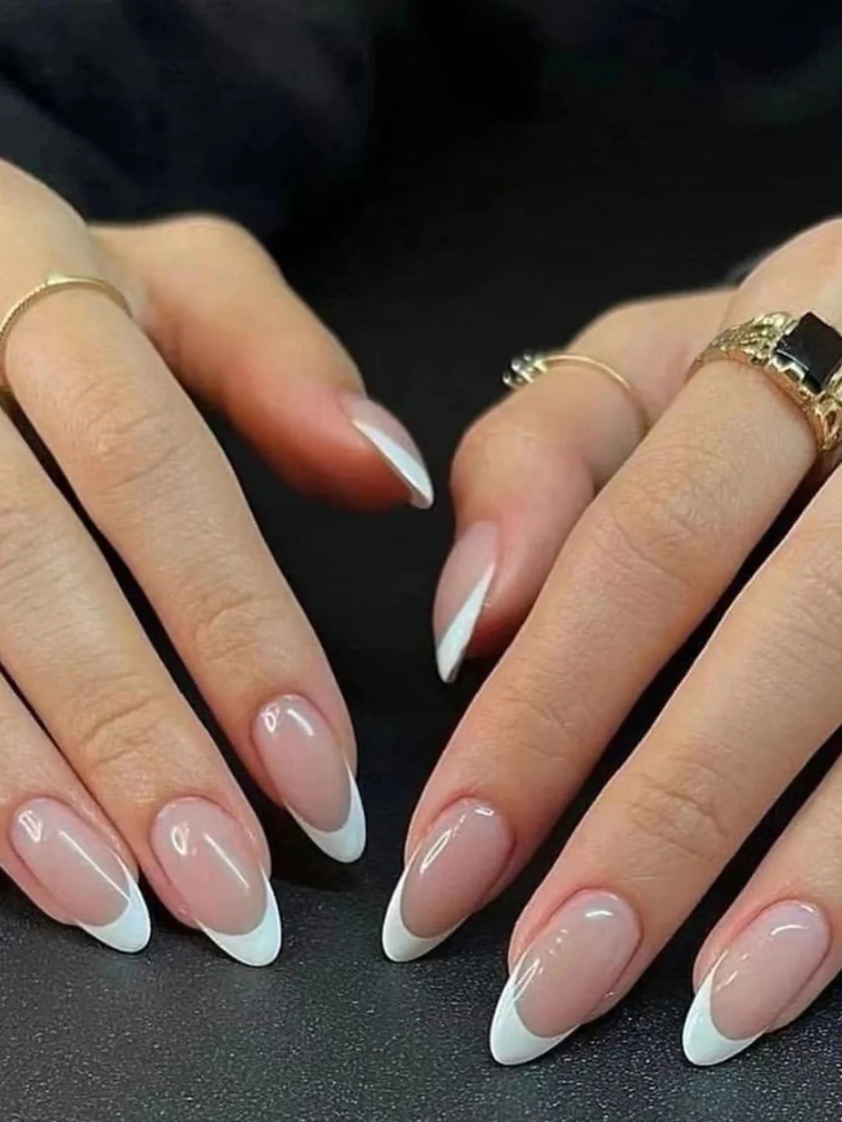 24 Pcs Oval Short Press On Nails Gradient Glossy Mixed Colors False Nail Set