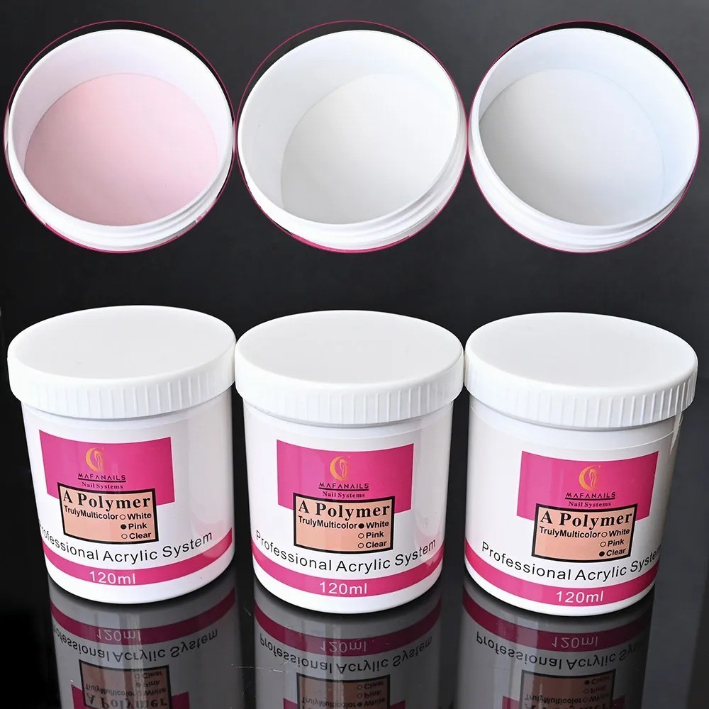 120g Acrylic Nail Powder Clear Pink White Builder Carving Nail Art Powder Set