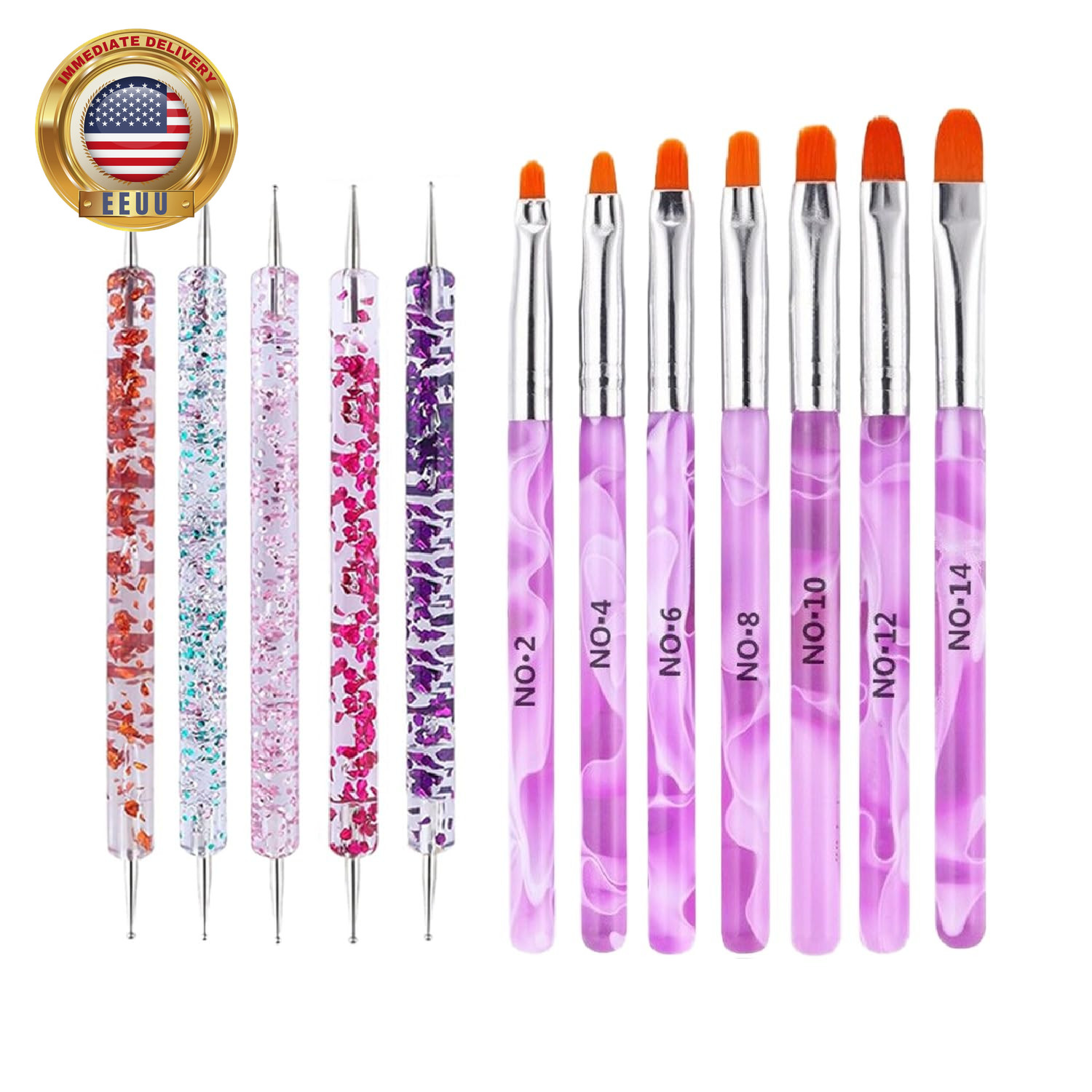 12Pcs Nail Dotting Tools Set, 5 Pcs Double-End Nail Dotting Pen and 7 Pcs Nail A