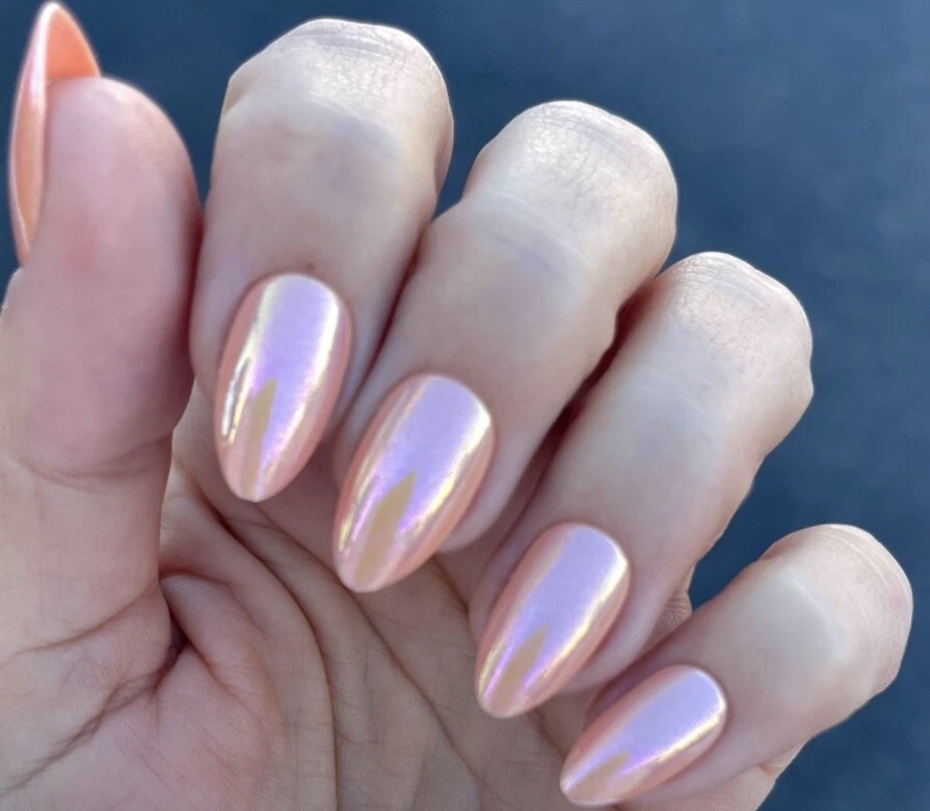 Red Aspen Press On Nails, Medium Almond, Peach Rings, Patrice