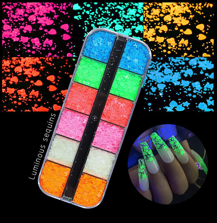 Butterfly Love Luminous Shiny Colorful Nail Art Glitter Sequins Glow In The Dark