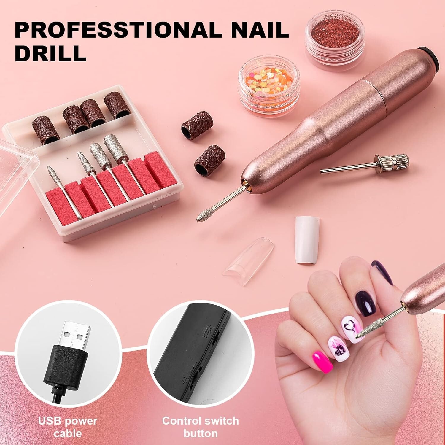 Complete Acrylic Nail Kit with UV Lamp & Drill – DIY Nail Art Essentials