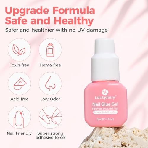 Super Strong Gel Nail Glue for Press On A-No Lamp Needed Gel Nail Glue 5ml