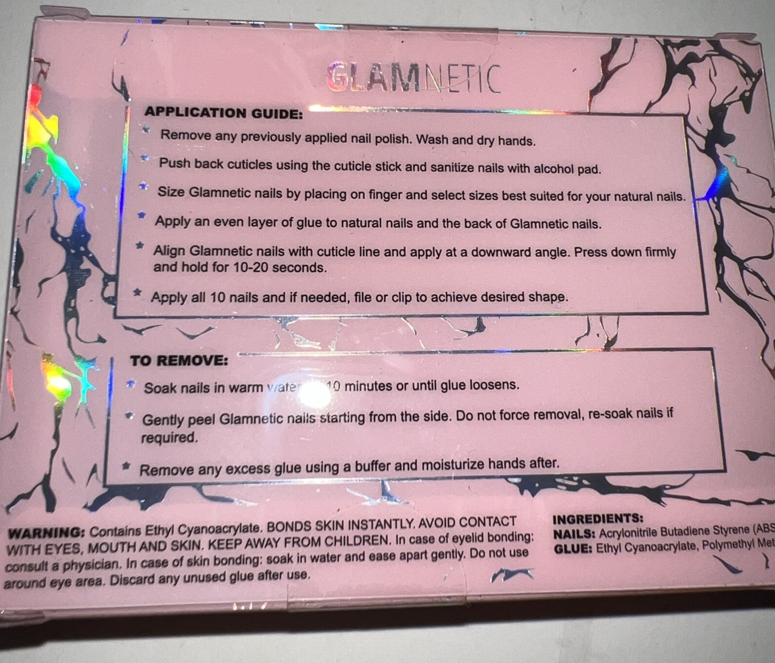 Glamnetic Press On Nails Sprinkles Reusable Semi-Transparent 24 Nail Kit w/ Glue