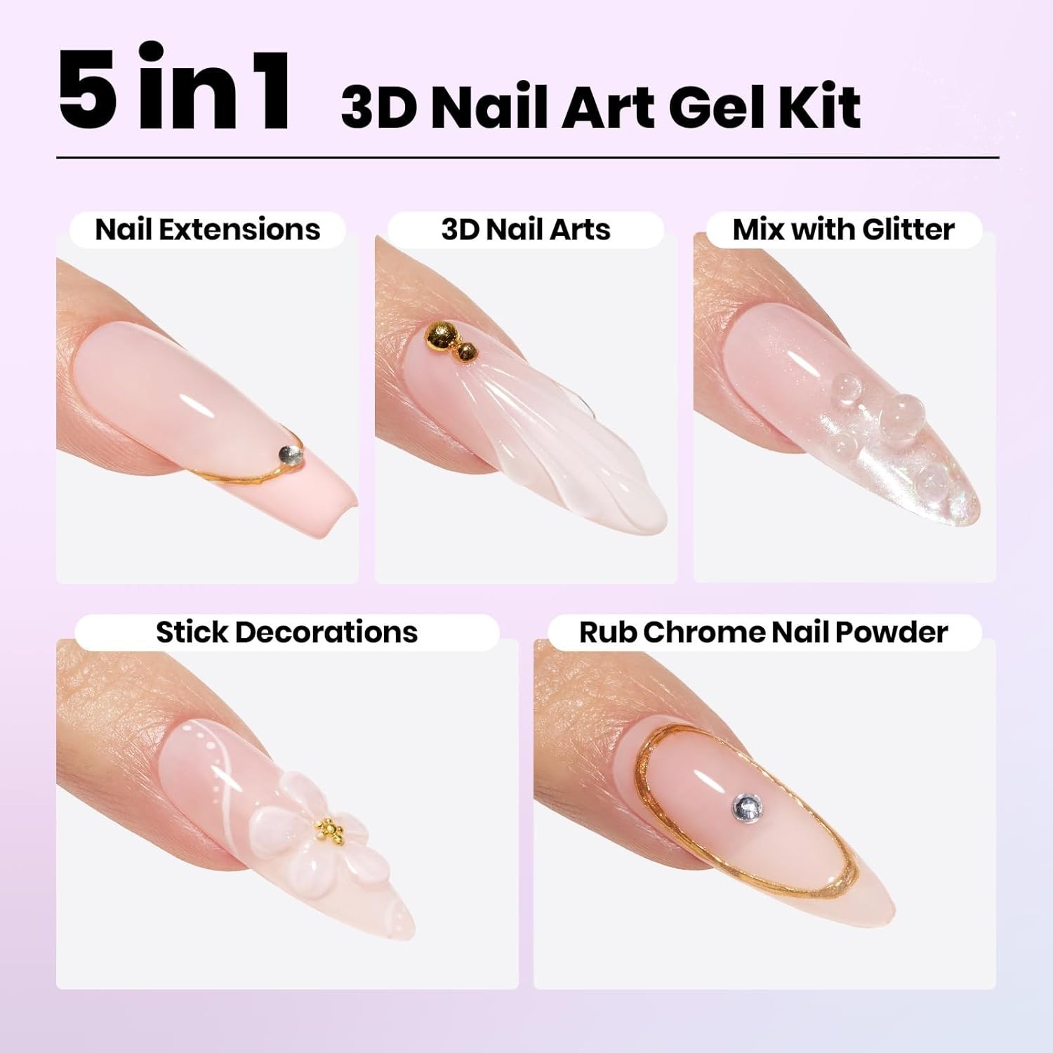 Nail Builder Gel Kit 4 Colors 3D Sculpting Gel Non-Sticky for Nail Art DIY