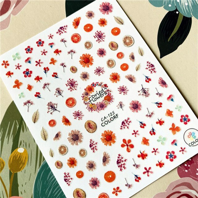 Nail Art 3D Decal Stickers Red Pink Flowers Sunflower CA125