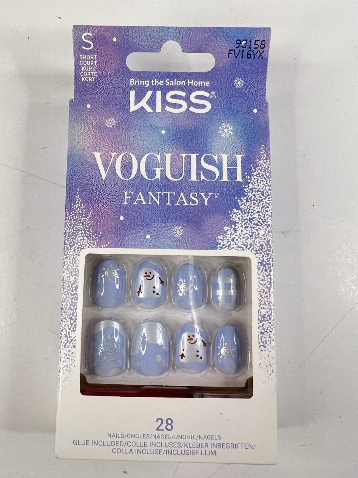 Kiss Voguish 28 Fantasy Gel Nails w/Glue Holiday Christmas 4 Packs Short Length