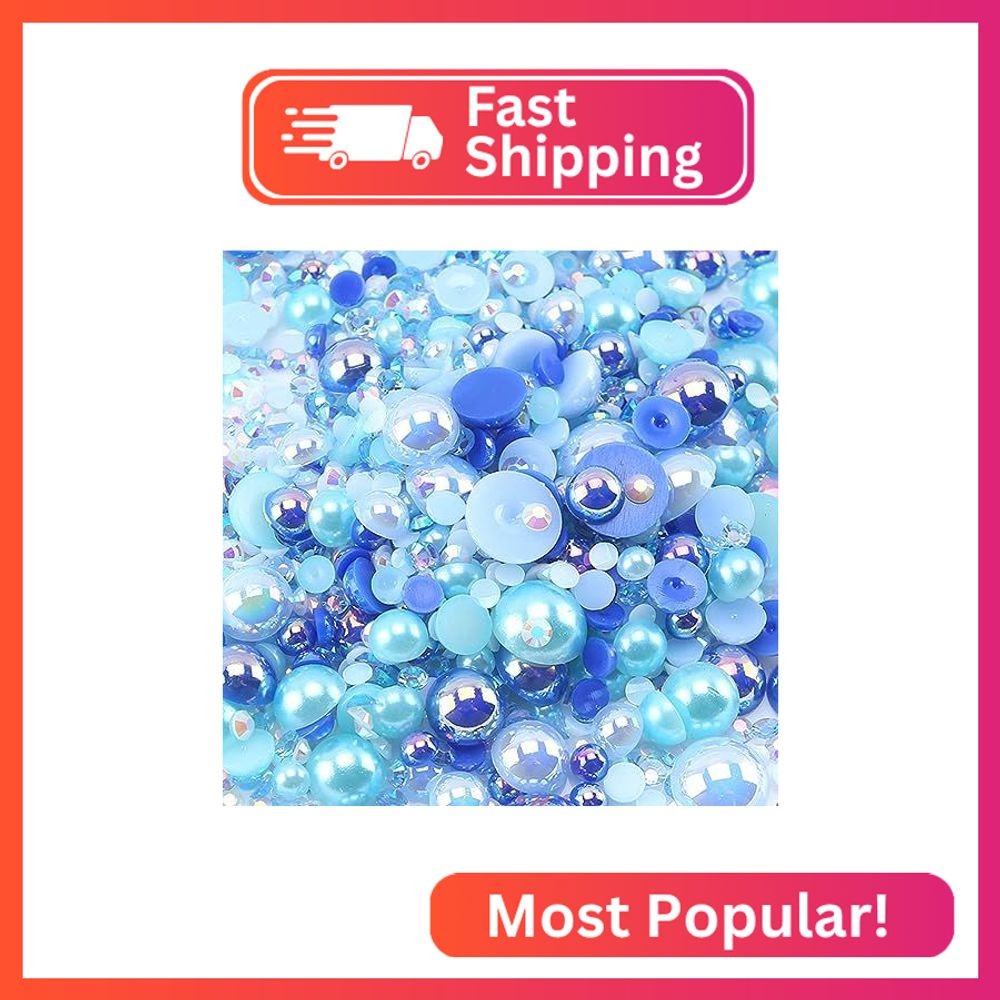 Flatback Pearls Rhinestones for Craft 30g 1400Pcs (2-10mm) Half Round Resin AB C