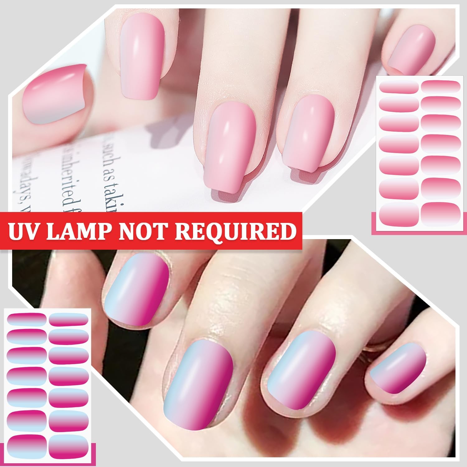 16 Sheets Fluorescence Nail Wraps for Women Self Adhesive Nail Polish Stickers N