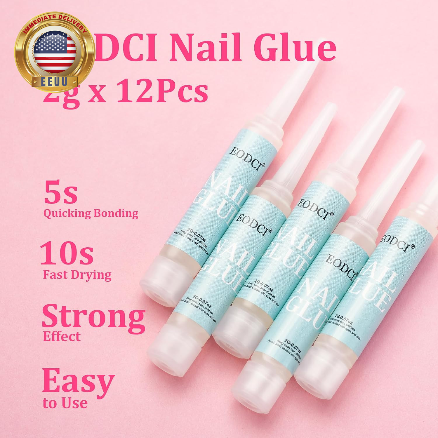 12Pcs Nail Glue Super Strong for Acrylic Nails Press on Nails Professional for N