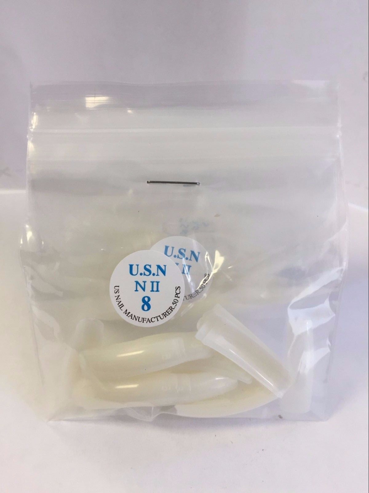 Made in USA U.S.N Nail Tips Size 8 Assorted Choice (50 Tips/ bag)