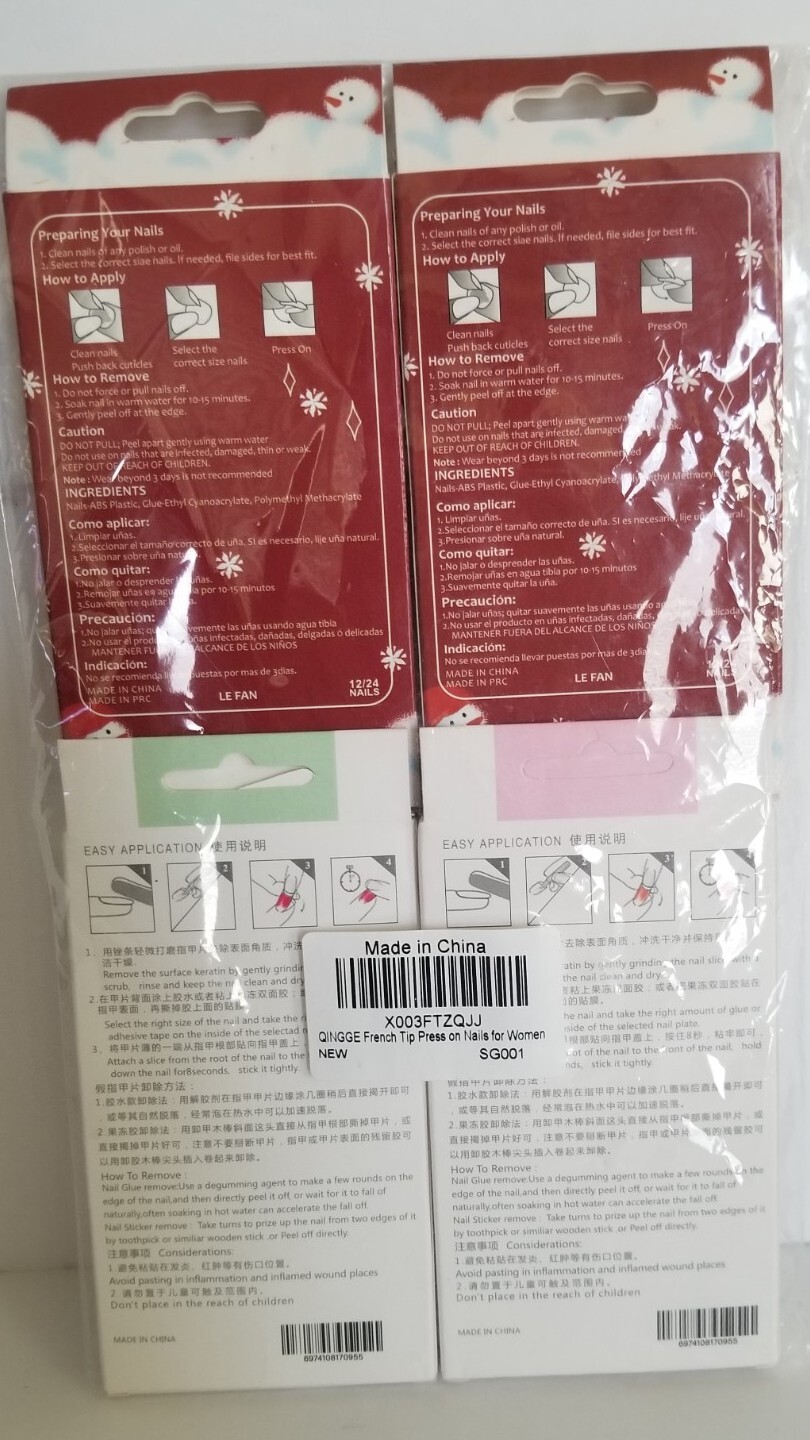 Lot Of 4 Press On Nails. Do it yourself Easy to Apply 24 Pieces Each Fun Colors