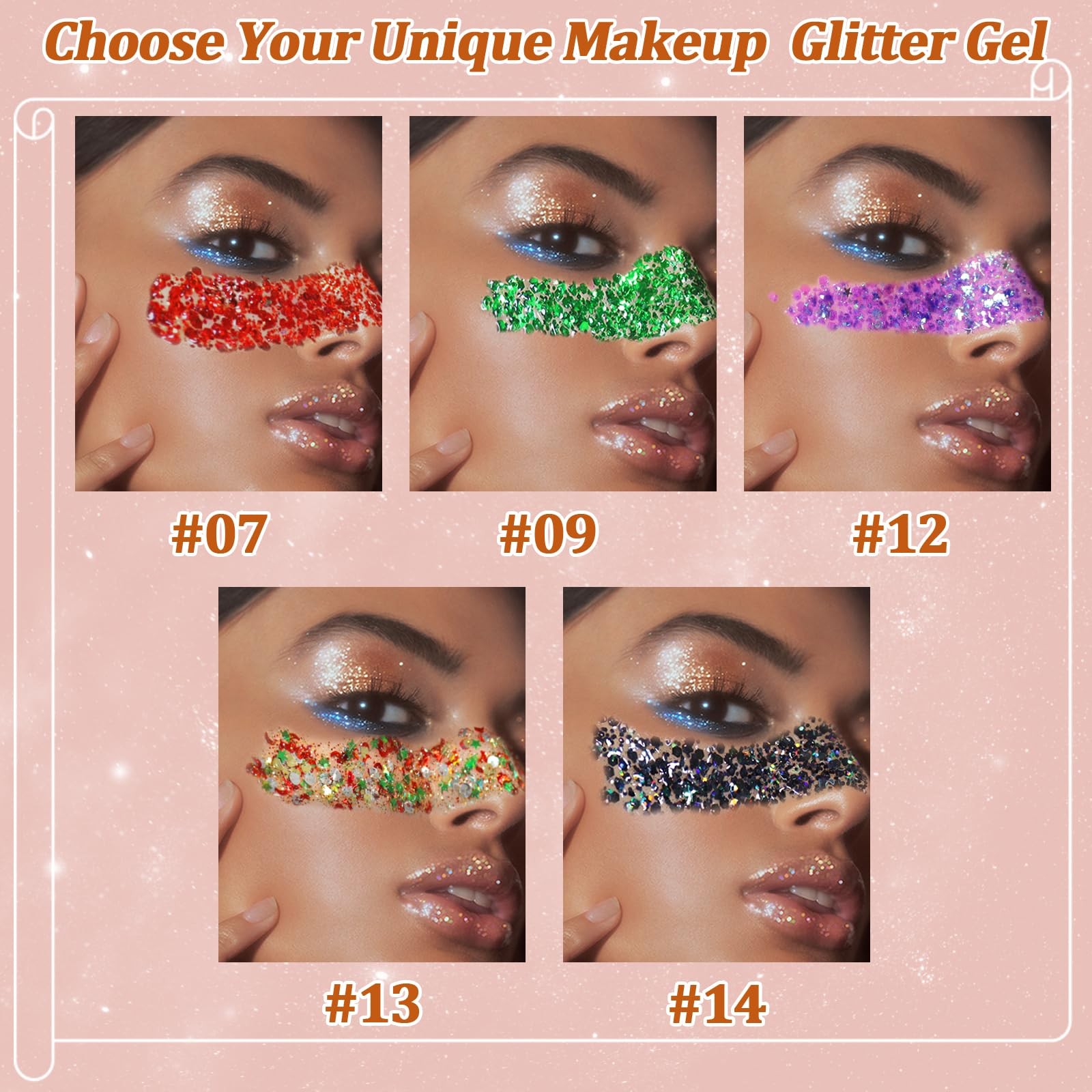 50ML Body Glitter Gel, Red Green Mardi Gras Chunky Glitter Gel for Face Hair …