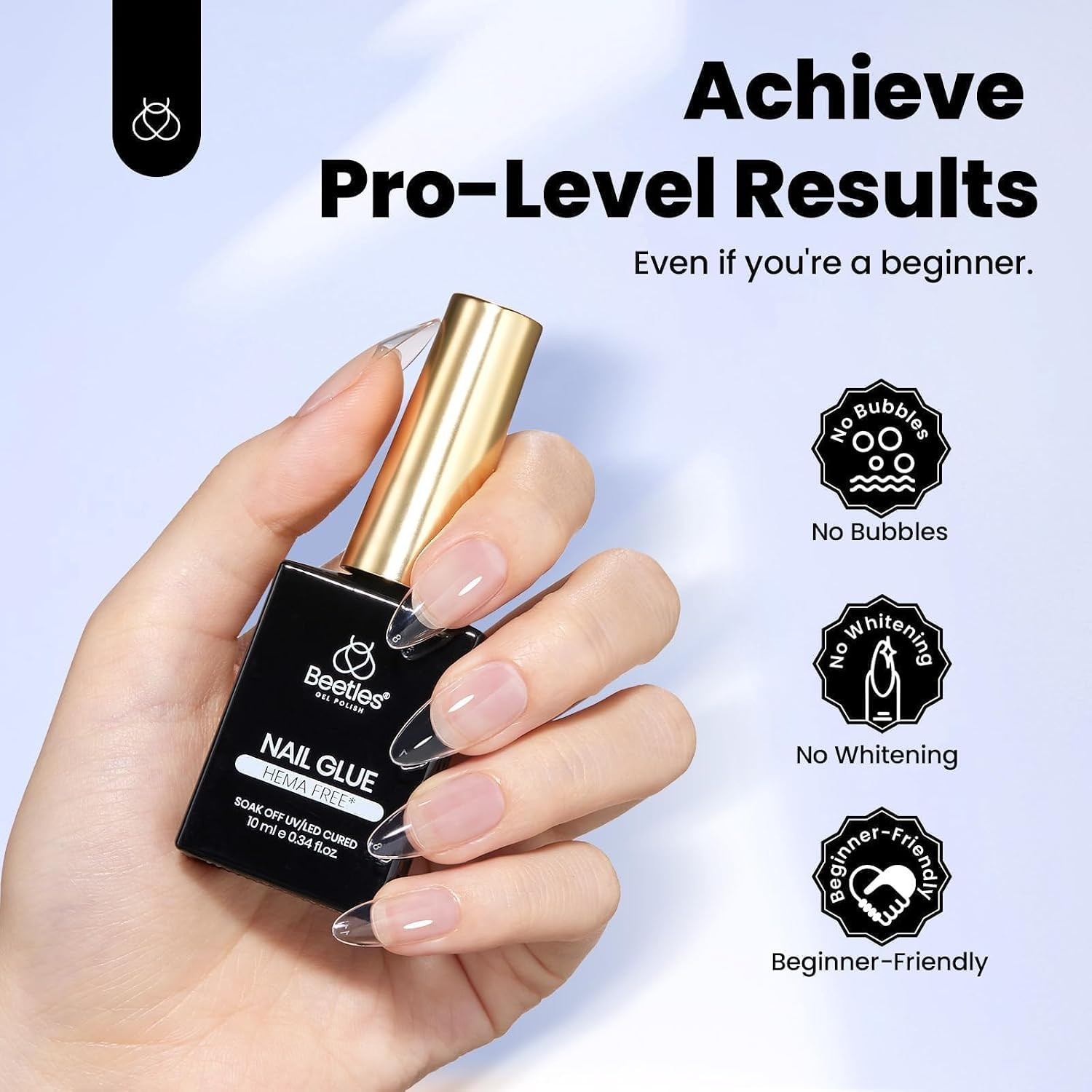 Beetles Hema Free Nail Glue Gel, 10Ml TPO Free UV Nail Glue | Super Strong for A
