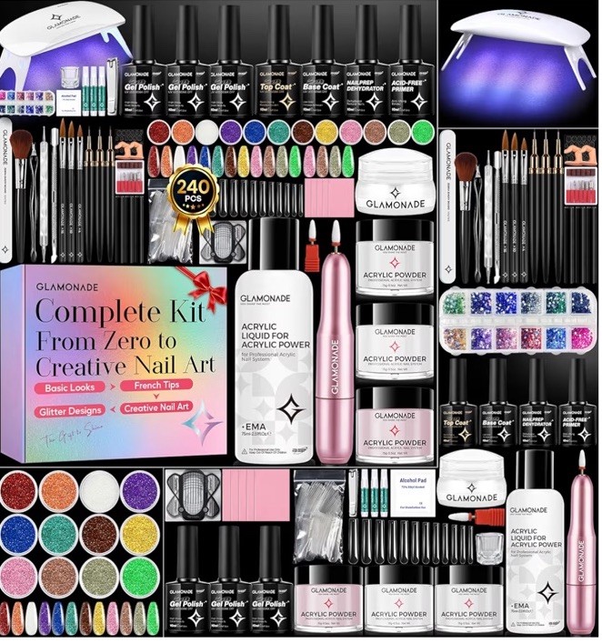 Glamonade Acrylic Nail Kit for Beginners: Professional Nail Set with Drill Acryl