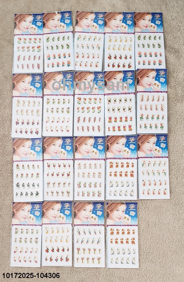 CLOSEOUT 19×20 NAIL ART STICKER MULTI COLOR / GLITTER /EASY 2 APPLY MANI / PEDI
