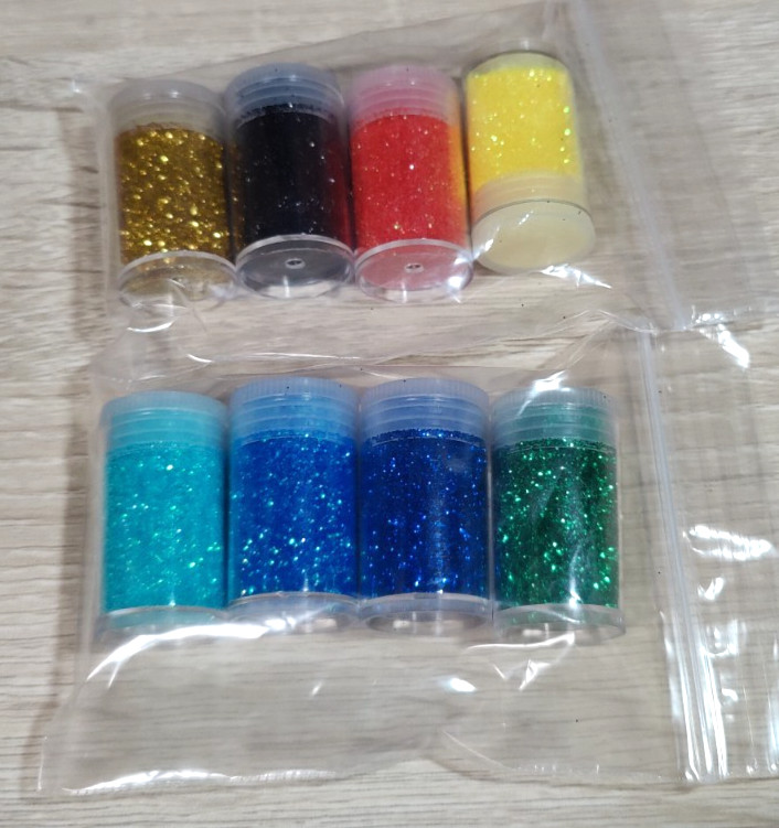 Fine Glitter Set 8 Jars 8g Each Assorted Colors Arts Crafts Nail Art