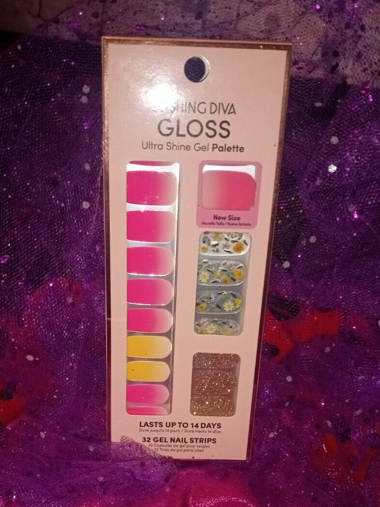 Dashing Diva FLORAL AMBITION🌺🌷Glitter, Bright Pink,Yellow Ombré Nail Strips!