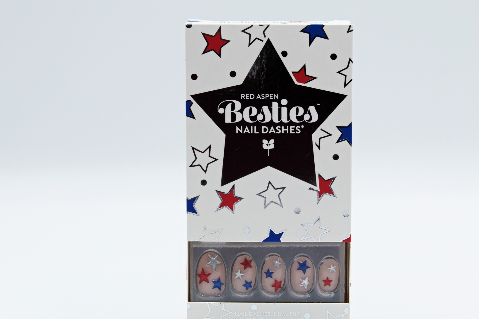 Red Aspen Short Almond All American Besties Press-On False Nails- New in box