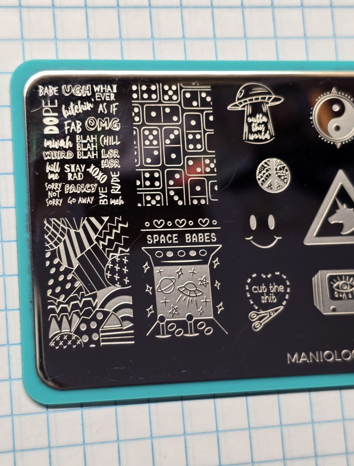 Maniology M160 Nail Stamp Plate Retro 80’s 90’s Space Babe Outta This World HTF