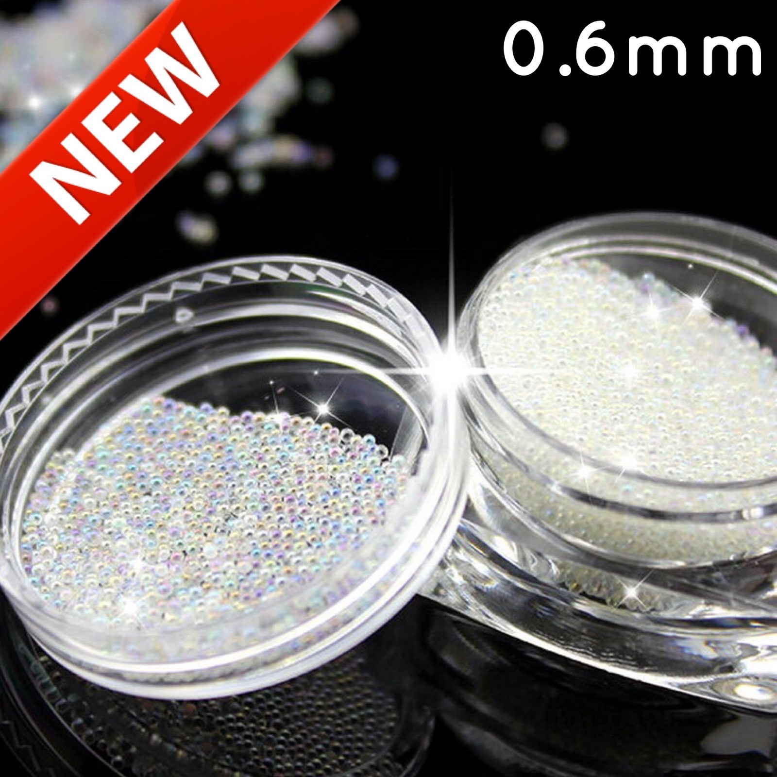 0.6mm AB Crystal Glass Caviar Beads Tiny 3D Micro Pixie Mermaid Nails Art Hot