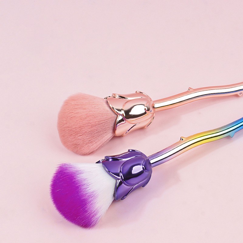 Plastic Handle Nail Dust Clean Cleaning Brush Rose Makeup Brush Manicure Tool