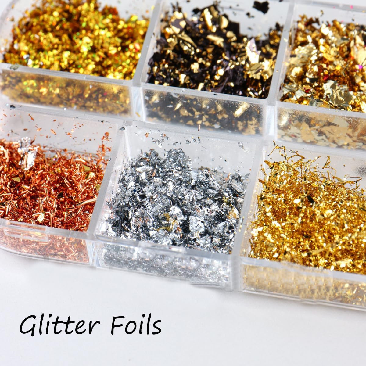 Holographic Nail Glitter Gold Foils for Women Kit -Sparkly Ultra-Thin Aluminum F