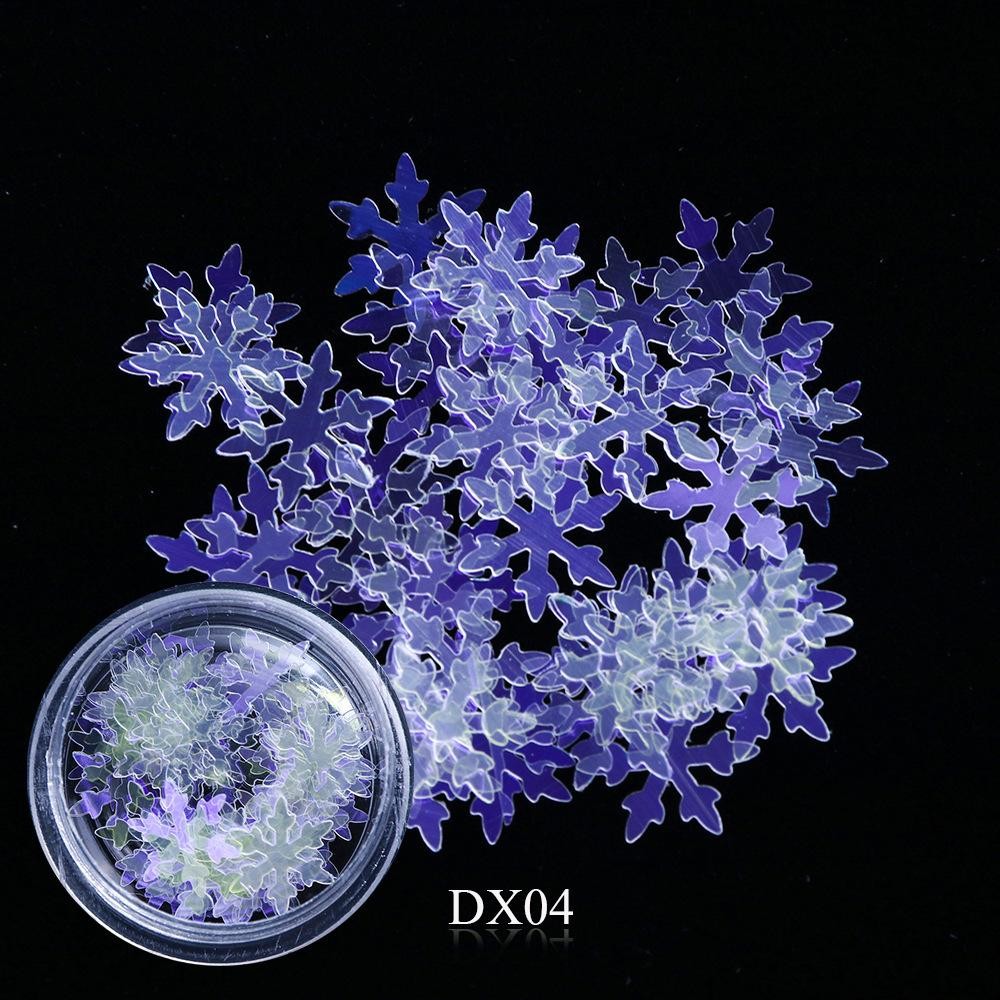 10mm Large Snowflake Nail Glitter, Holiday Nail Art Sequins in Storage Bottle