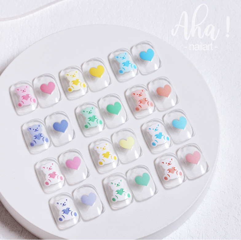 Nail Art 3D Decal Stickers Animal Bear Heart Flower Paw Print Peel & Stick NH20