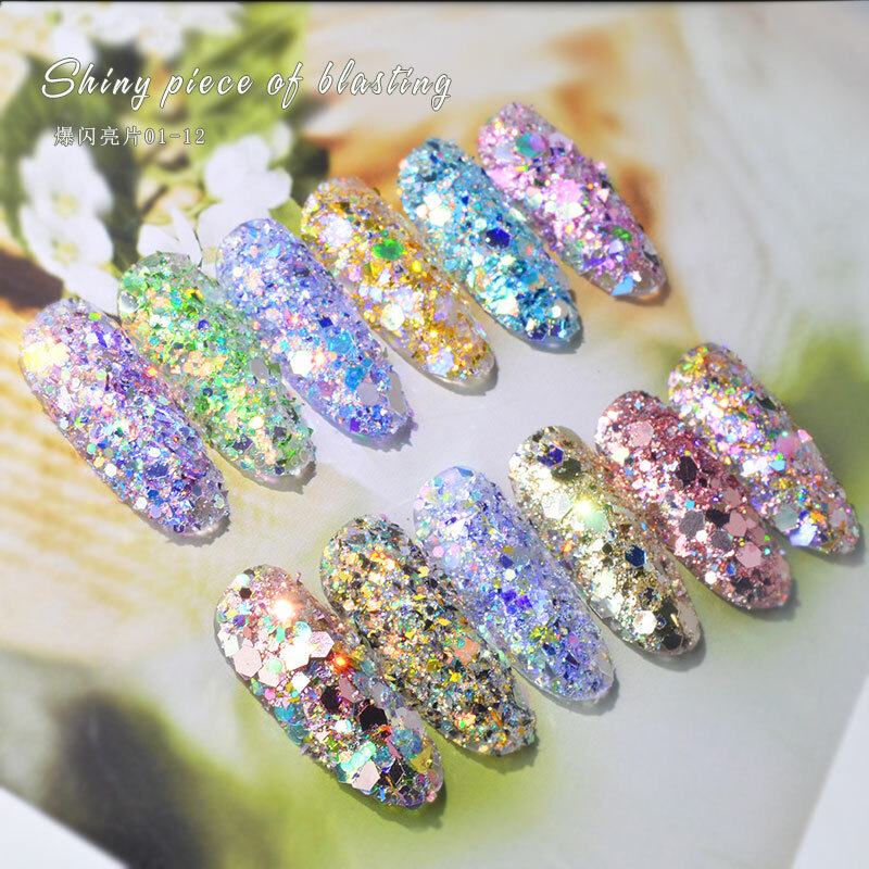 12 Colors Glitter Powder Dust Nail Art Nail Art Sequin 3D Decoration Manicure