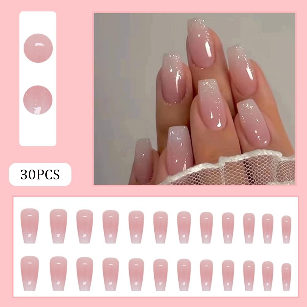 Hrnsnails Coffin Multiple Sizes (12 Sizes, 30 Pieces Total), Ombre&Glitter