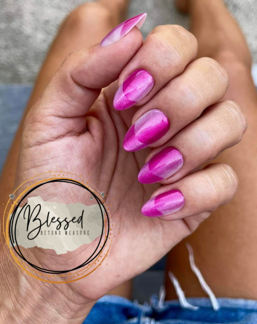 Red Aspen Press On Nails~Made you look ,Lia~Medium Almond • Shiny Velvet French