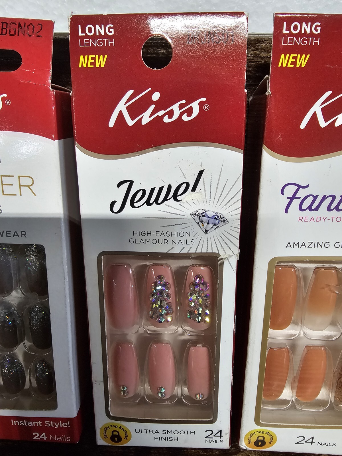 Kiss JEWEL 24 Glue-On Artificial Nails Lot Of 4 See Pics Plus La Colors Nail Fr