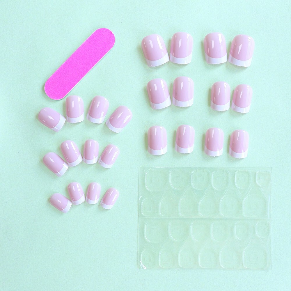 Uñas postizas decoradas Acrílicas Falsas 24pack French Natural Look