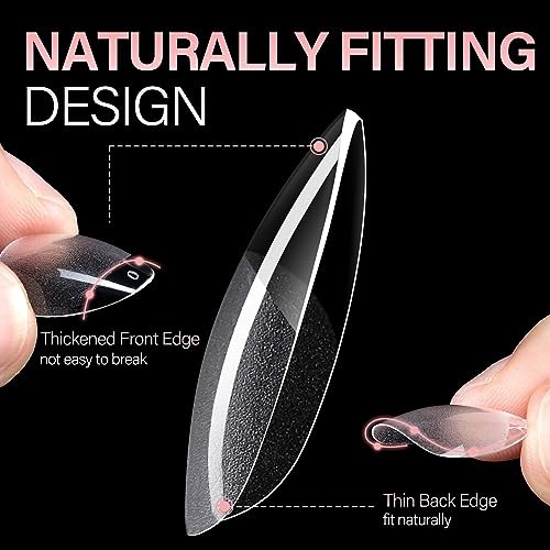 Clear Short Almond Nail Tips 240Pcs 15 Sizes – Pre-Shaped Press On False Nails