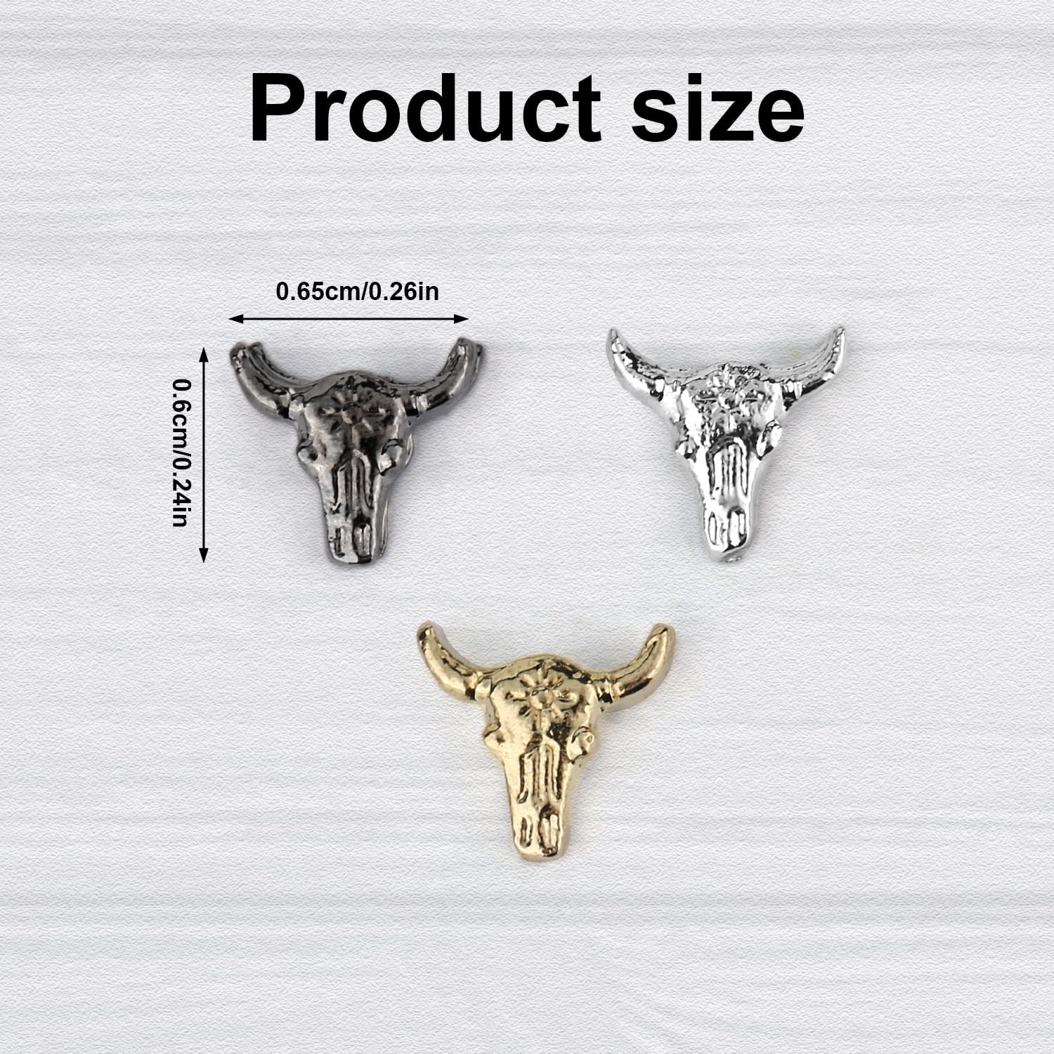 50 Pcs Western Cowboy Bull Head Nail Charms Gold Silver Black Mixed Colors