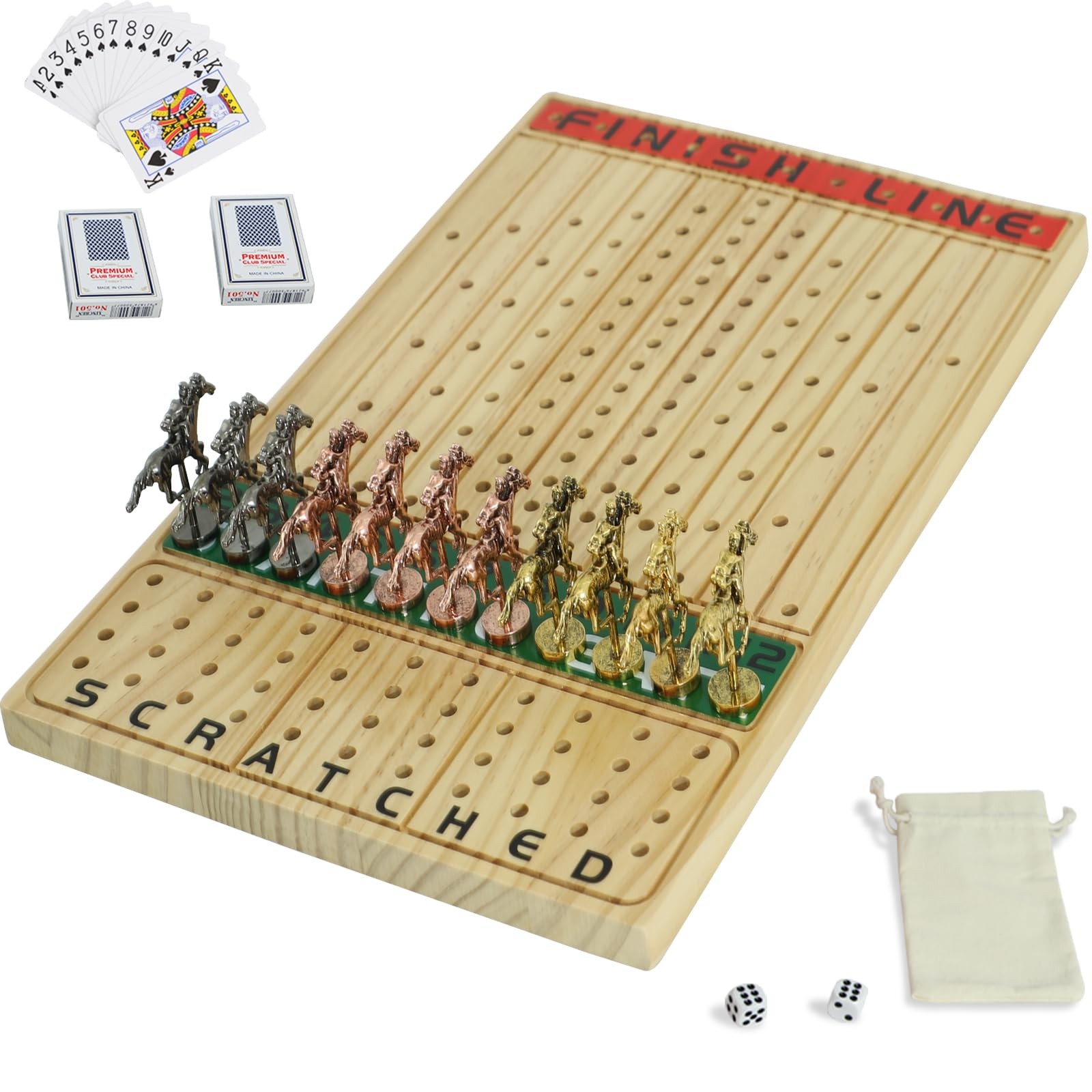 Jyquorp Horse Race Board Game Racing Thickened Solid Rectangle-Log, Log
