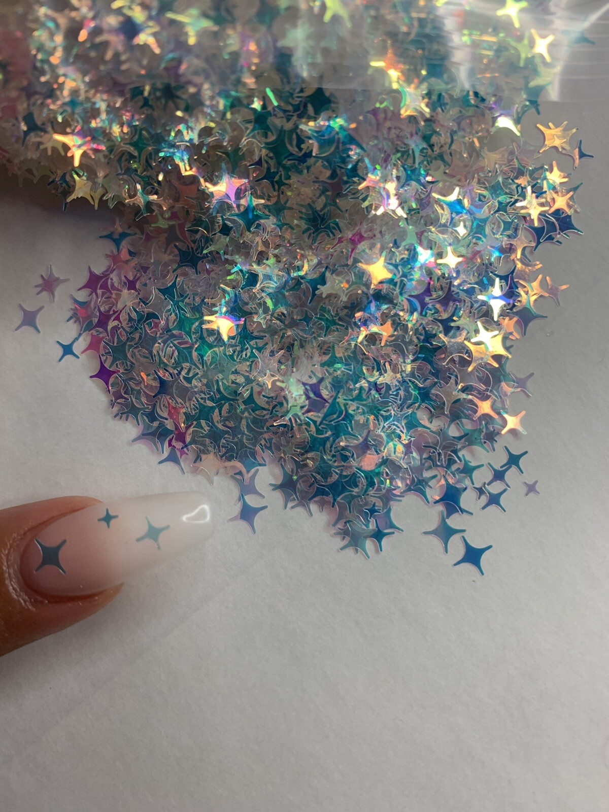 Holographic Iridescent 4 Point Star Glitter | 1 TSP | Gel Nail Art & Acrylic